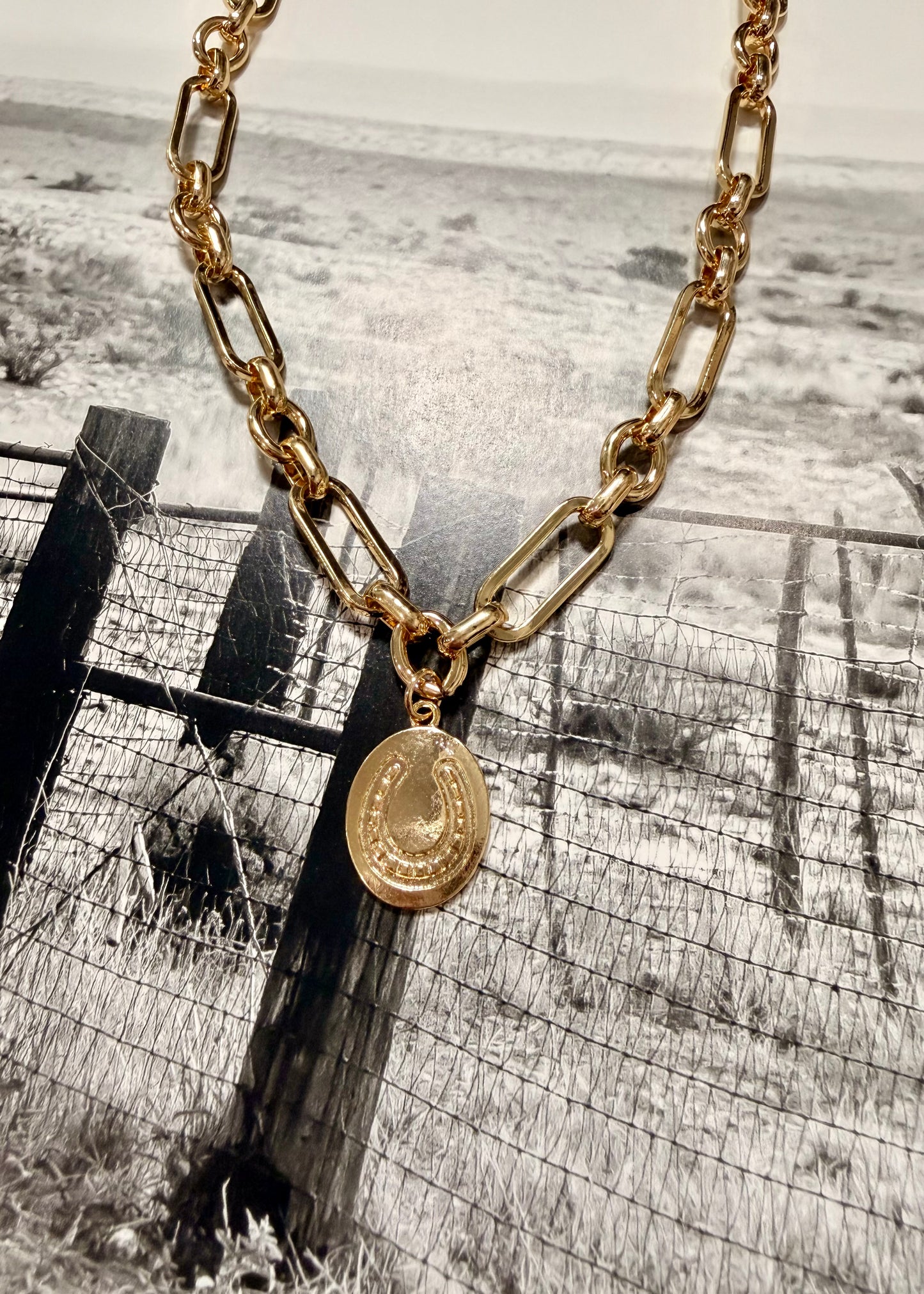 18" Horseshoe Necklace in Gold