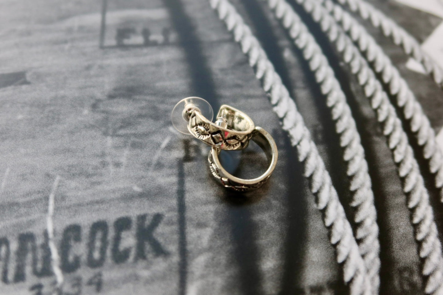 18K Diamond Stamped Hoop Earrings