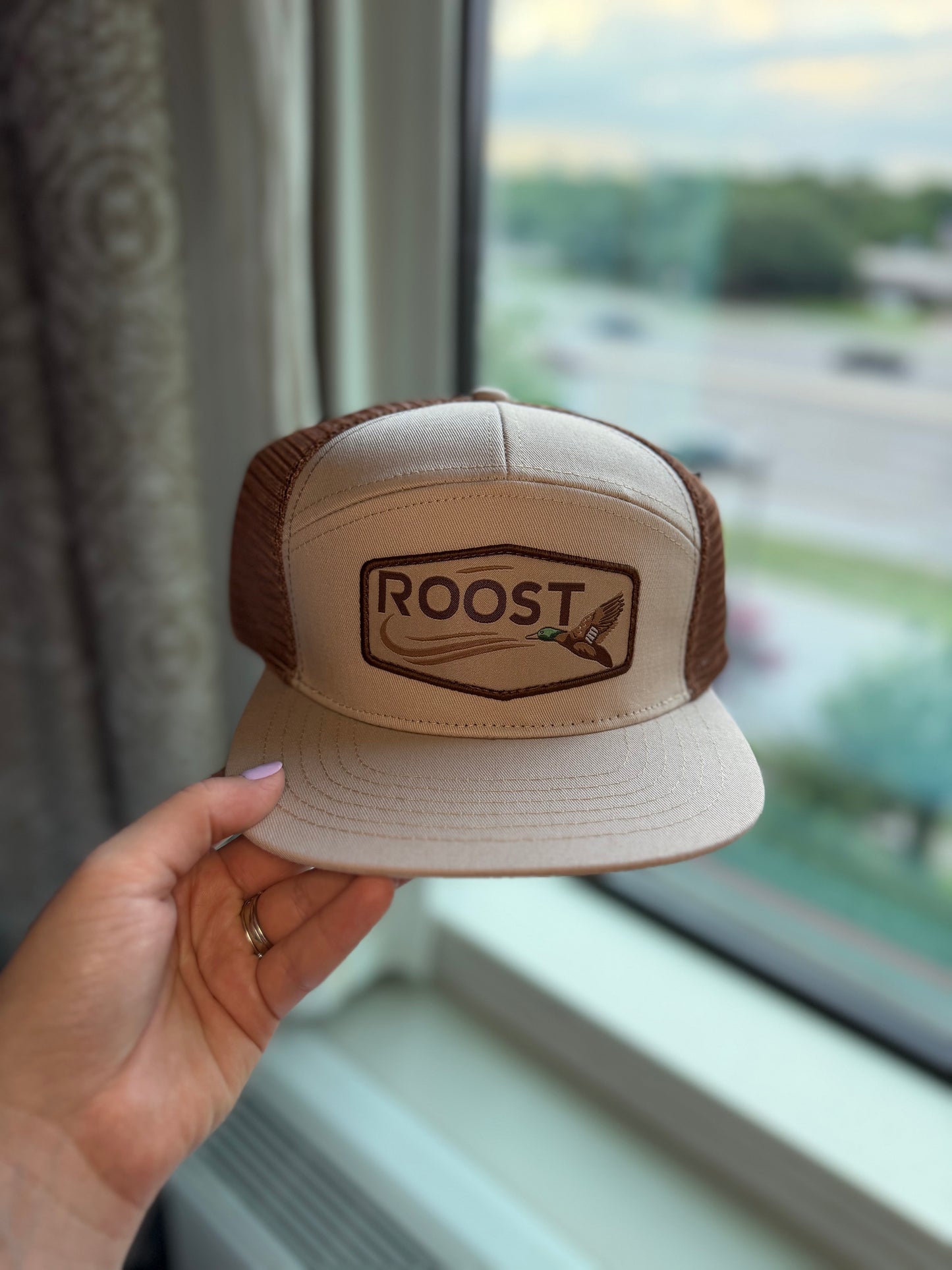 Tan Roost Logo Trucker- ADULT