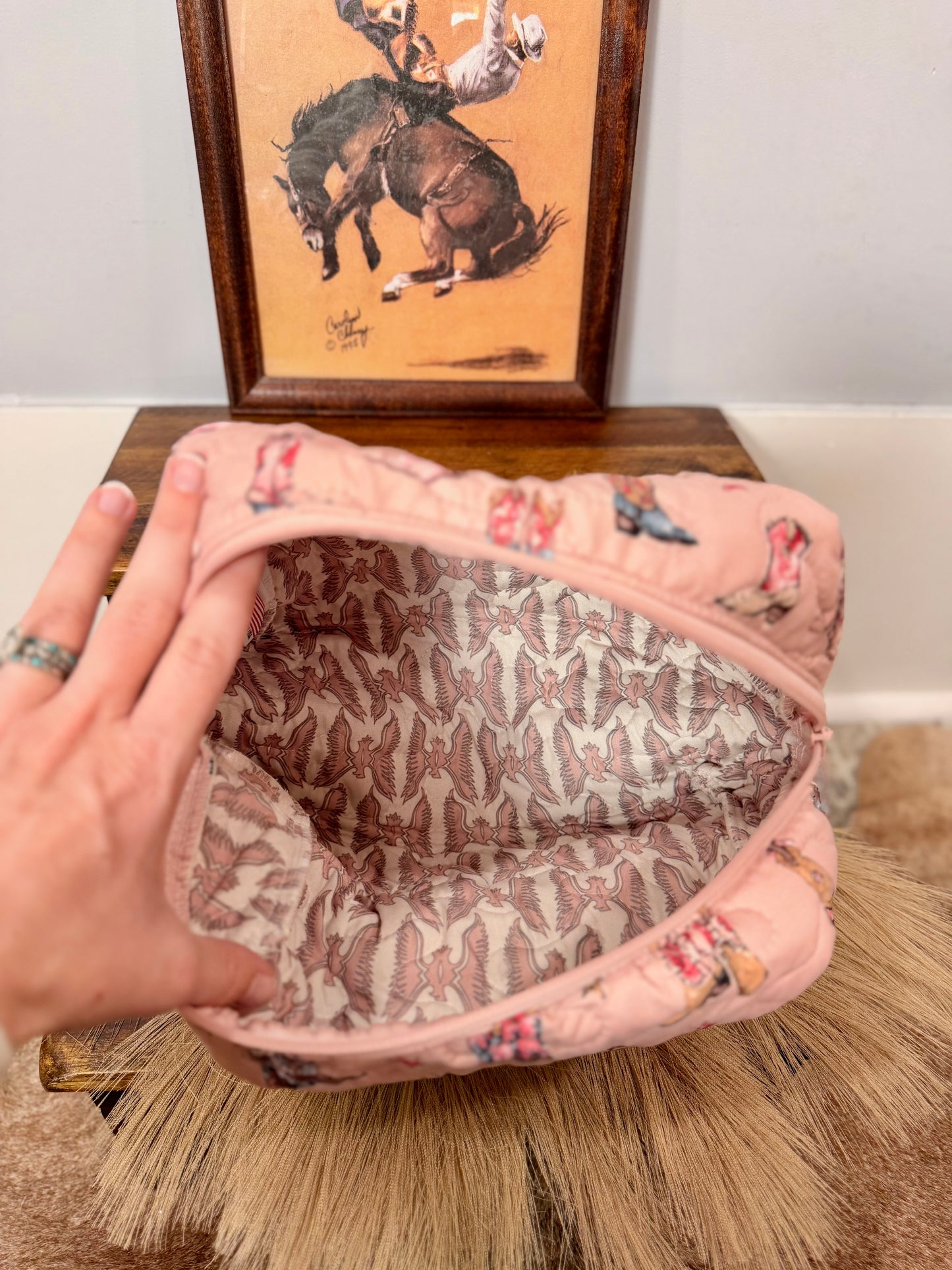 Thunderbird Boots Quilted Large Makeup Bag