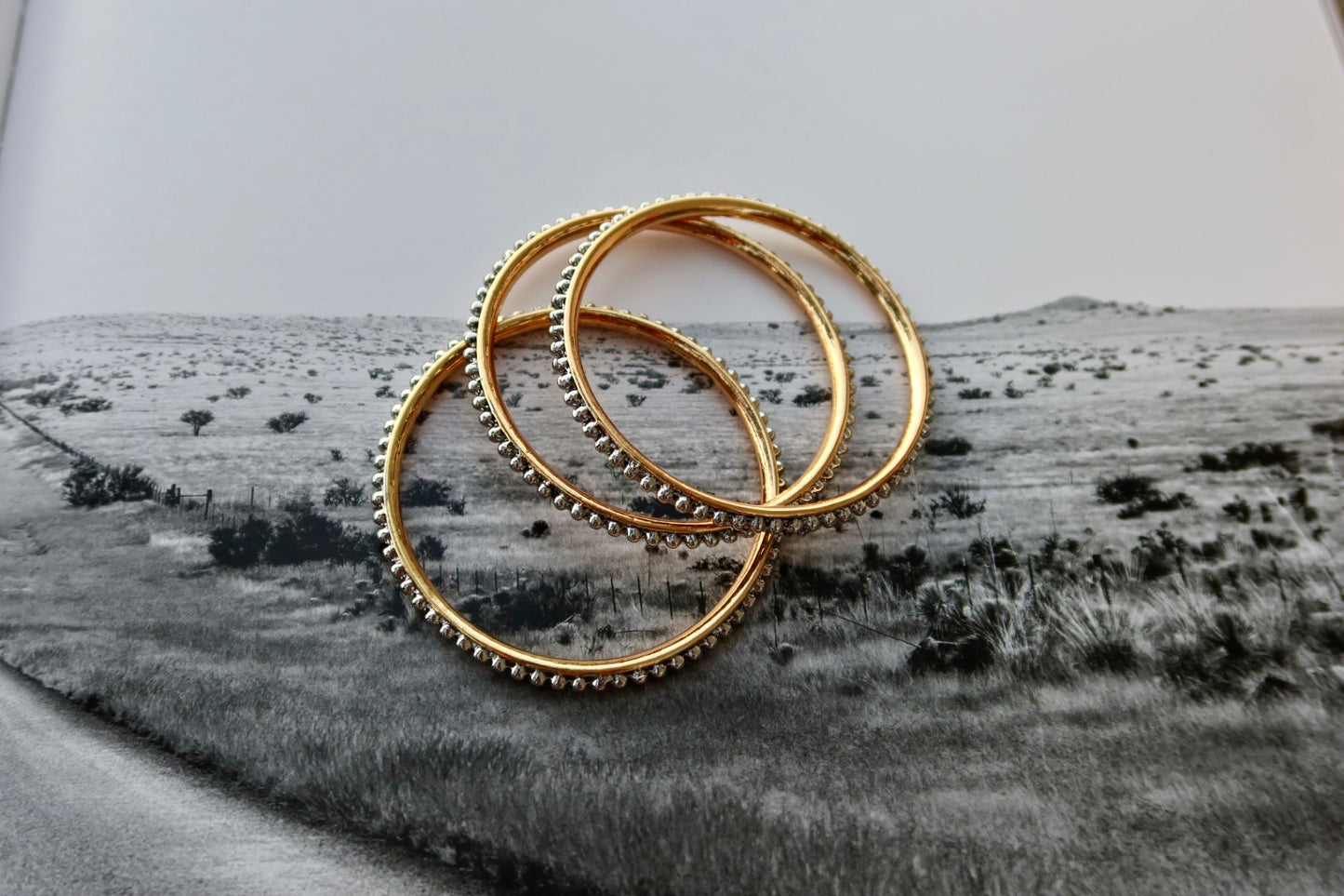 Two Tone Dotted Bangle Set