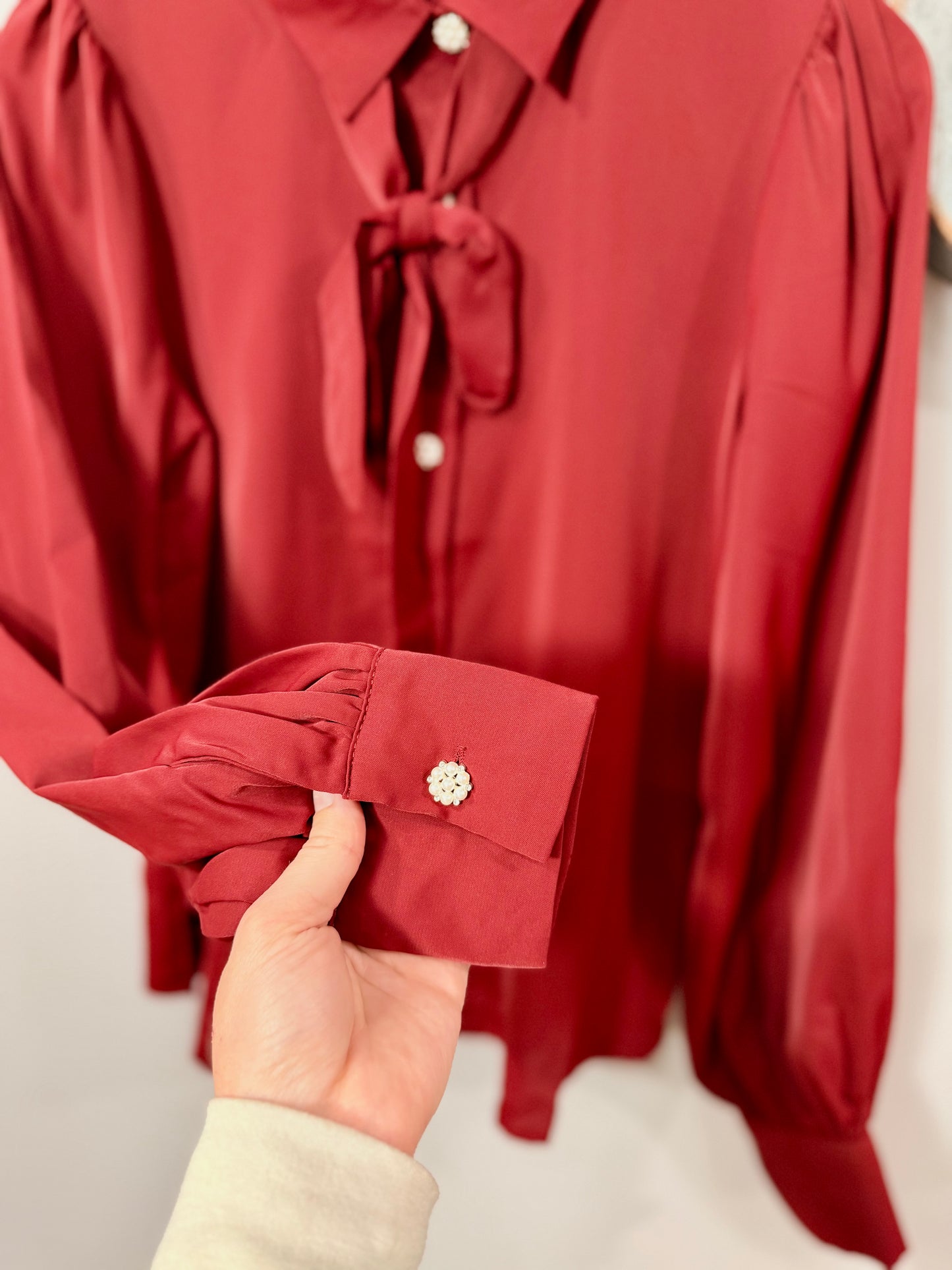 The Jone Tie Top in Burgundy