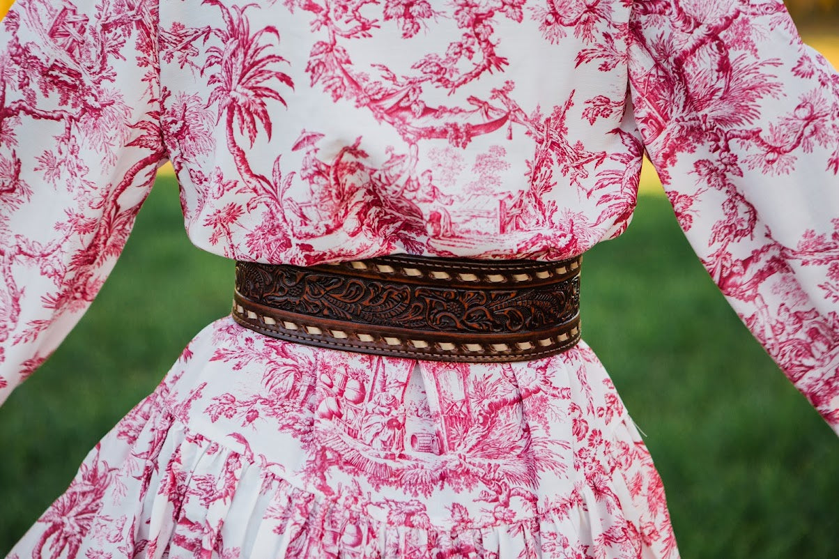 Brown Vintage Buck Stitched Belt