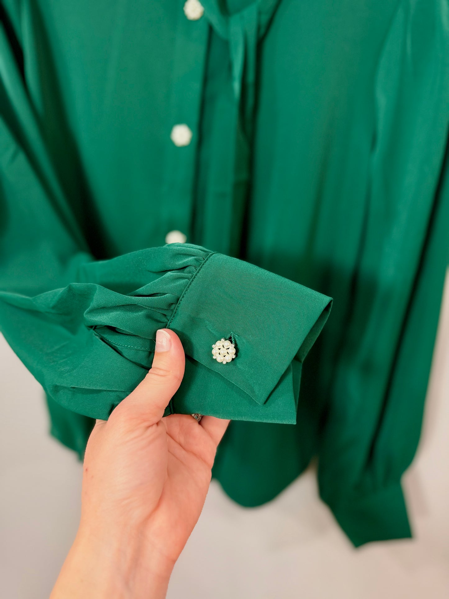 The Jone Tie Top in Hunter Green