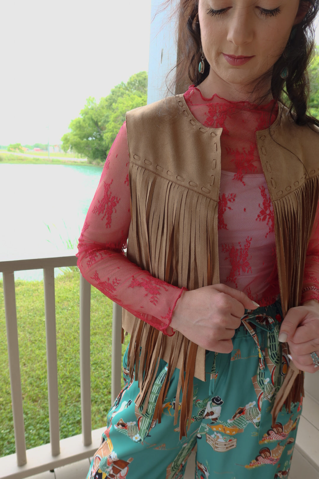 The Kayce Lace Top- Red