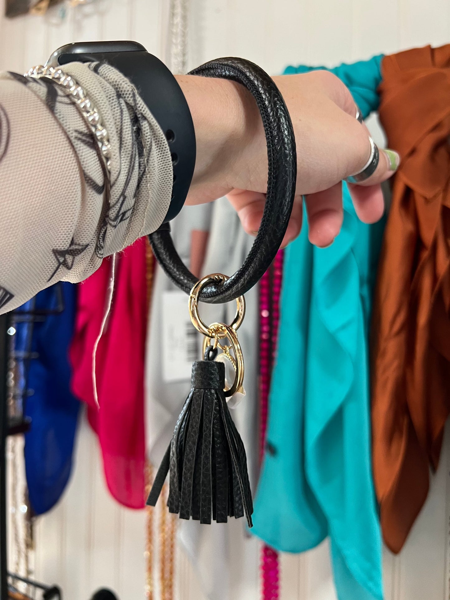 Black Bangle Bracelet Keyring