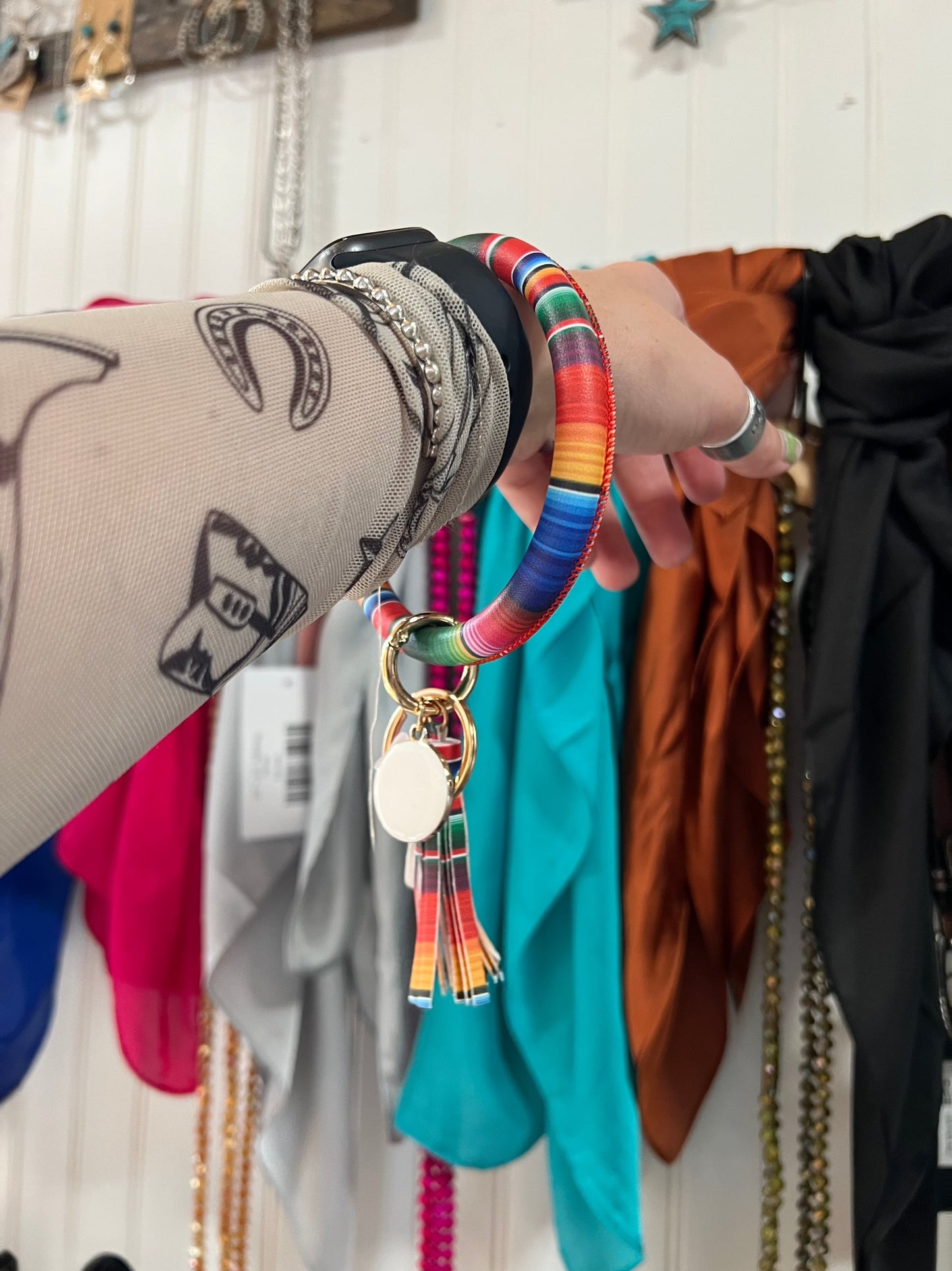 Serape Bangle Bracelet Key ring