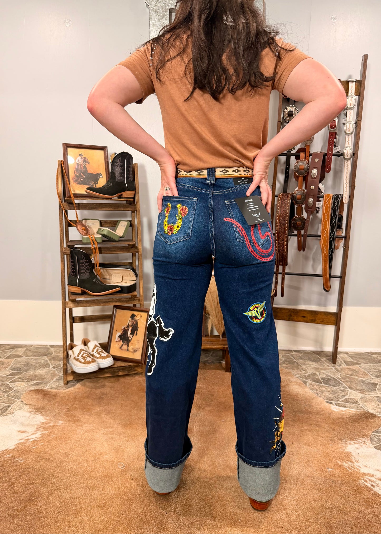 The Rodeo Patch Wide Leg Jeans