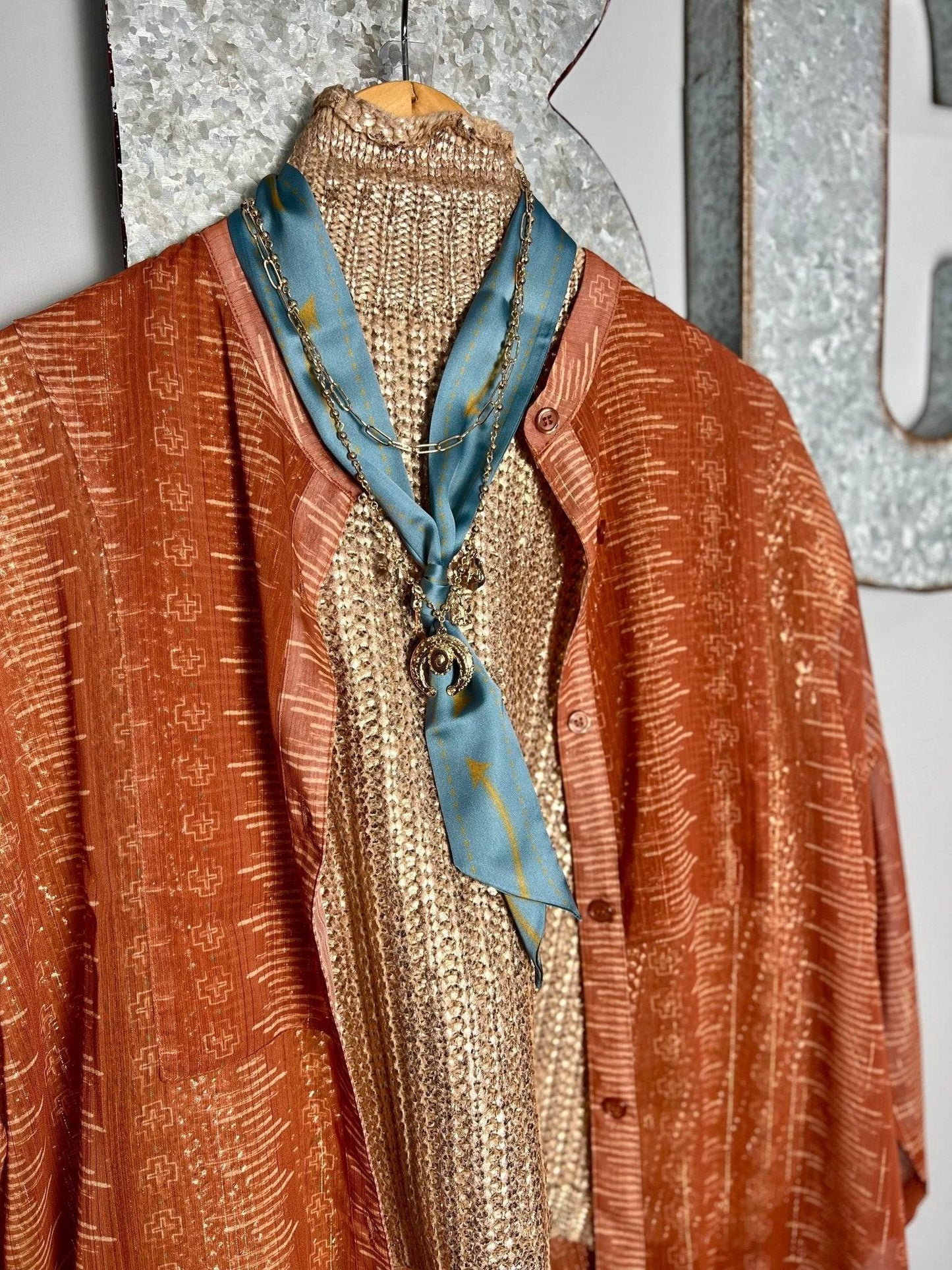 The Metallic Foil Sweater - Gold - Big Country's Western WearSmall