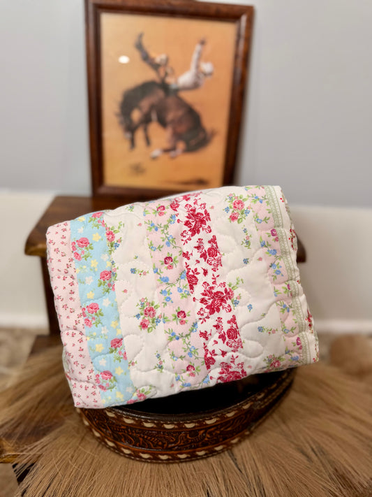 Lynette Patchwork Stripe Quilted Large Makeup Bag