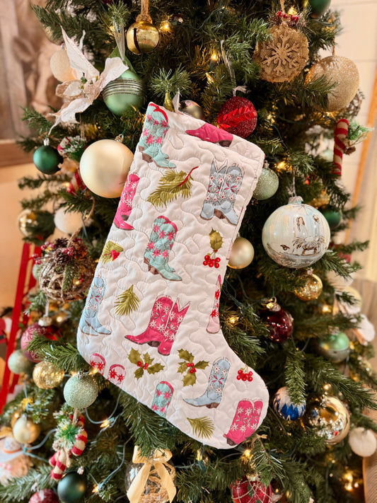 Daisy Boots Holly Pastel Quilted Stocking