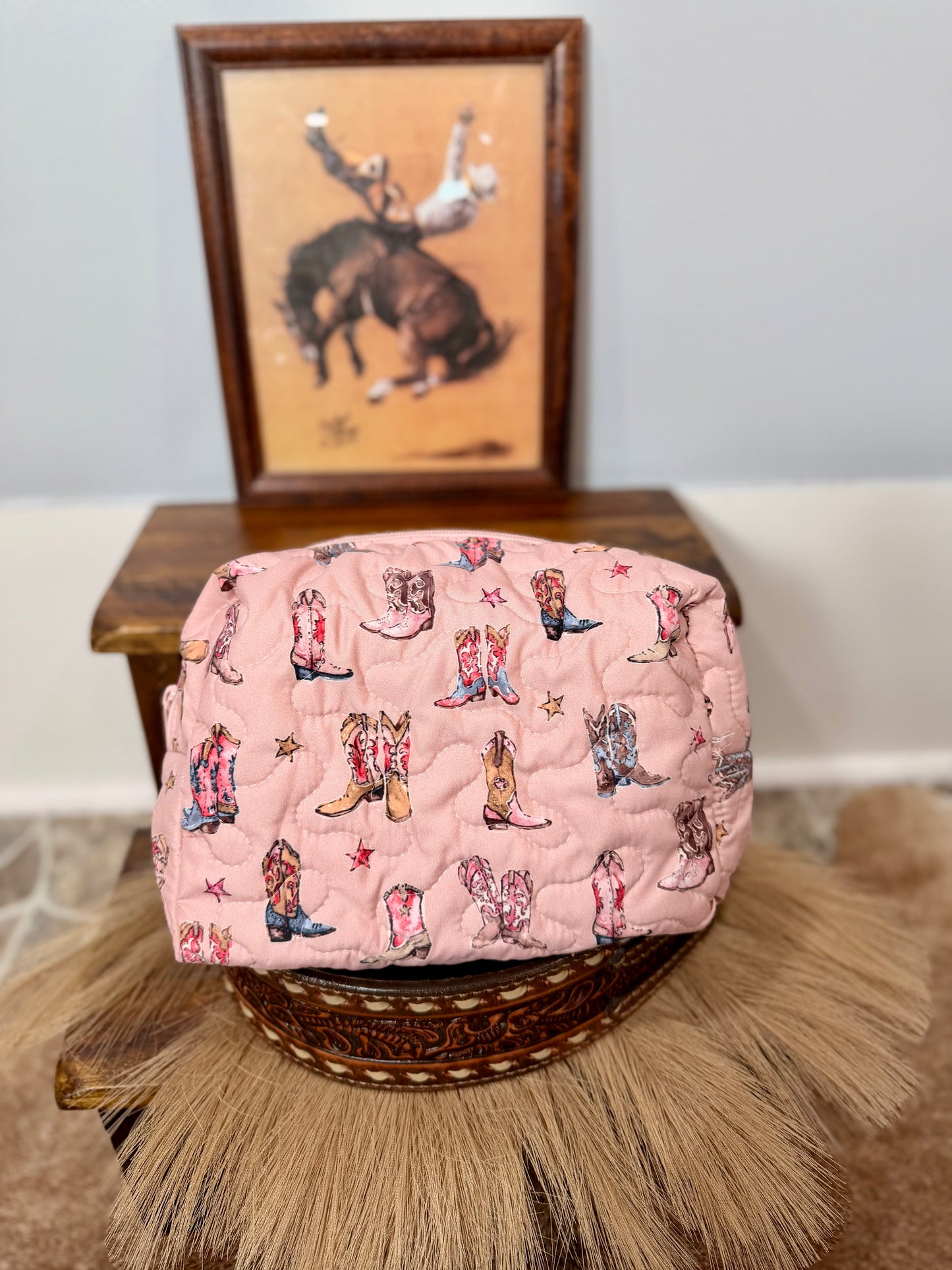 Thunderbird Boots Quilted Large Makeup Bag