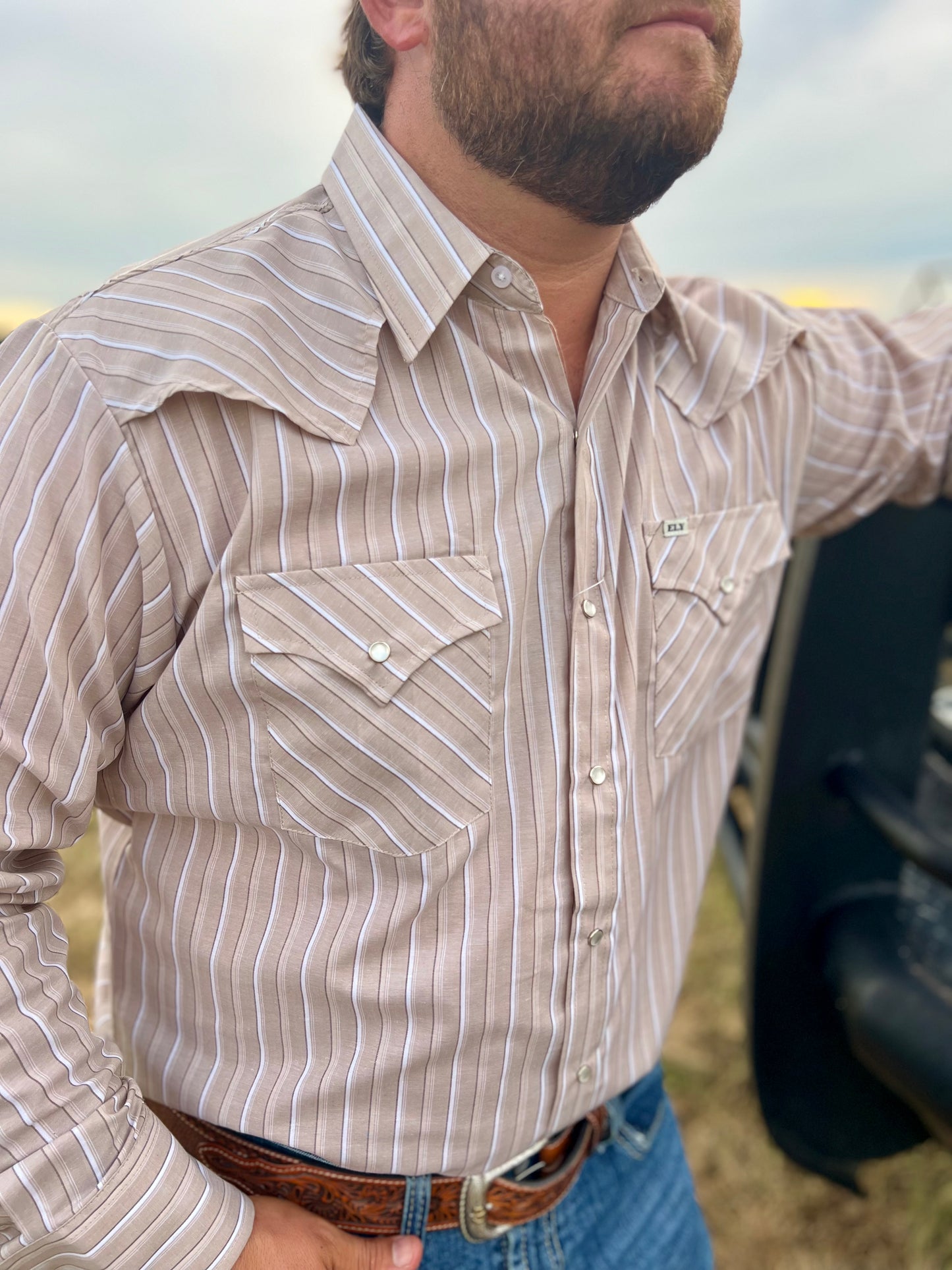 Pro Outdoor Stripe Pearl Snap- Long Sleeve (mult. Colors)