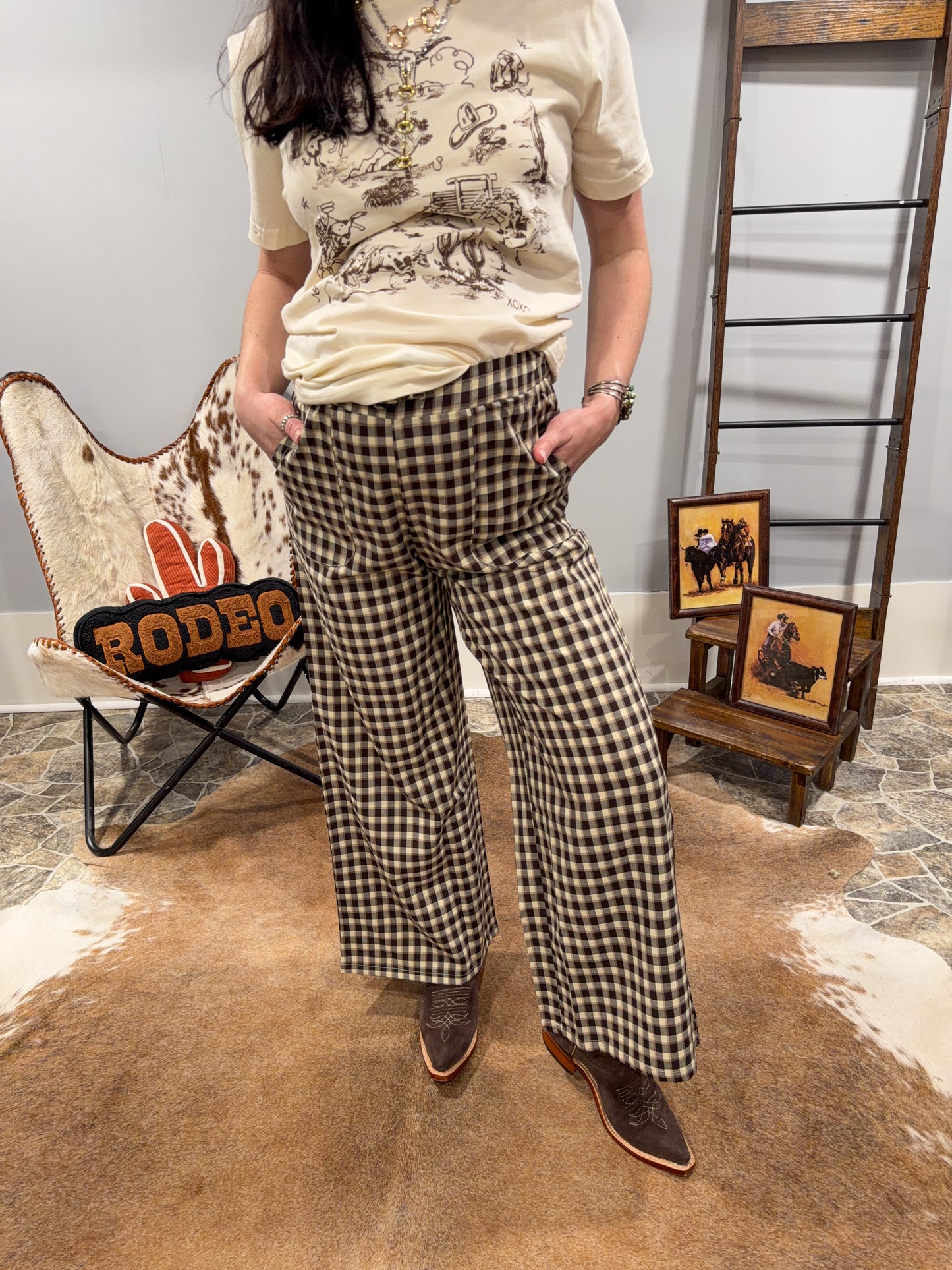 Midnight Rodeo Pants - Classic Black Gingham Style