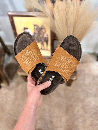 The Savannah Stitch Sandal in Tan Suede
