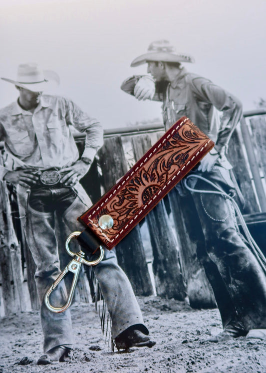 Tooled Leather Keychain