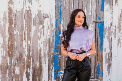 The Metallic Foil Sweater- Lilac