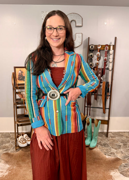 The Jade Serape Button Down Blazer