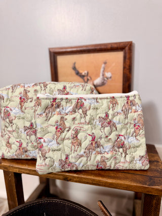 Birdie Sage Quilted Small Makeup Bag
