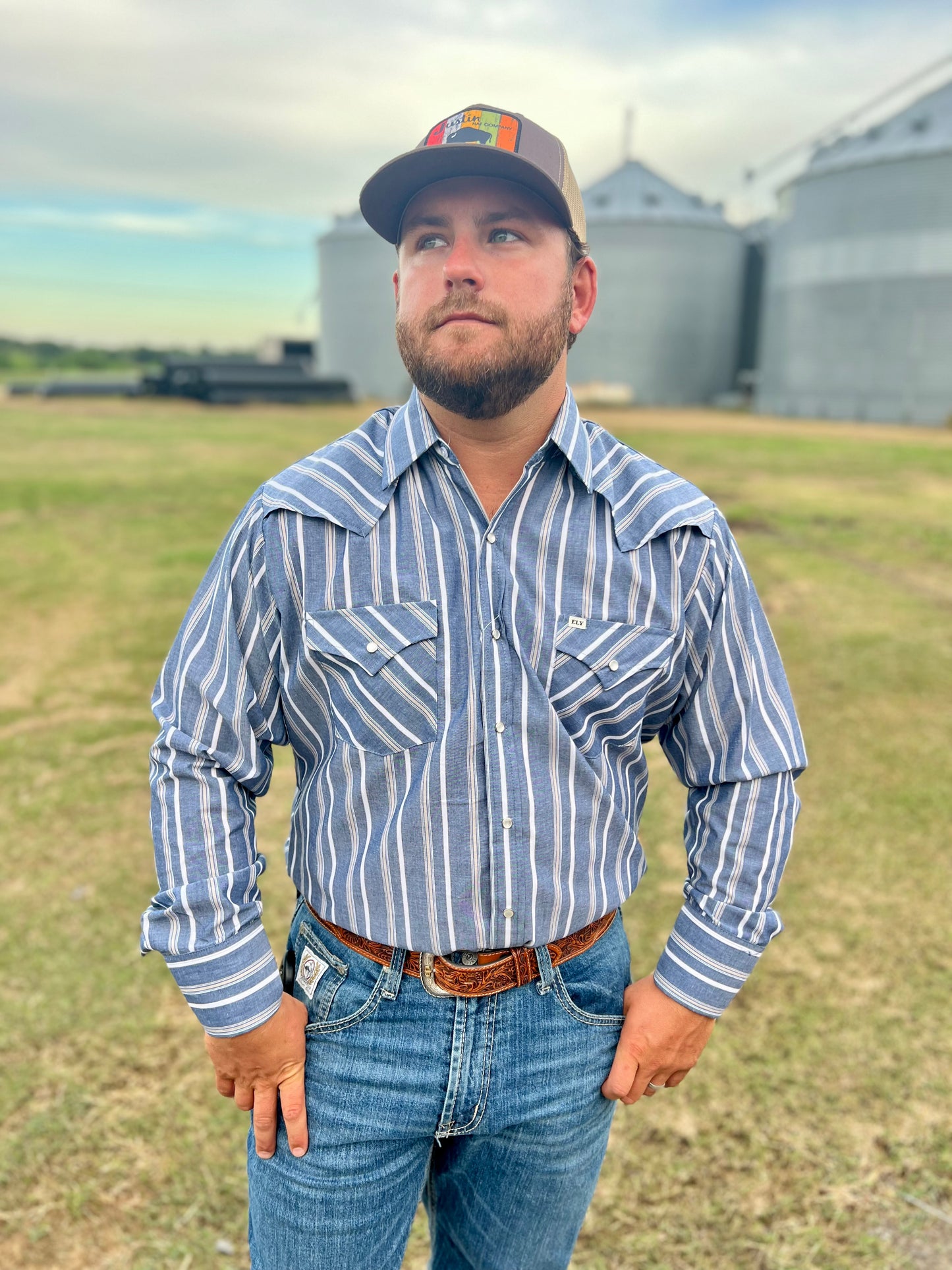 Pro Outdoor Stripe Pearl Snap- Long Sleeve (mult. Colors)