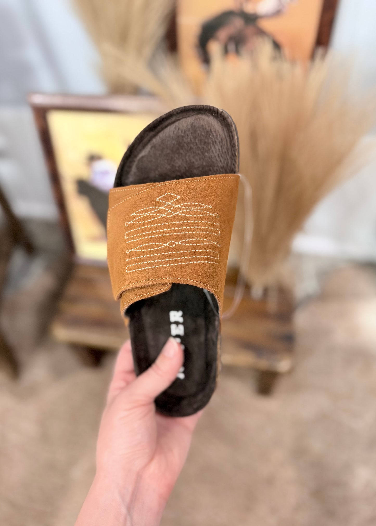 The Savannah Stitch Sandal- Tan Suede