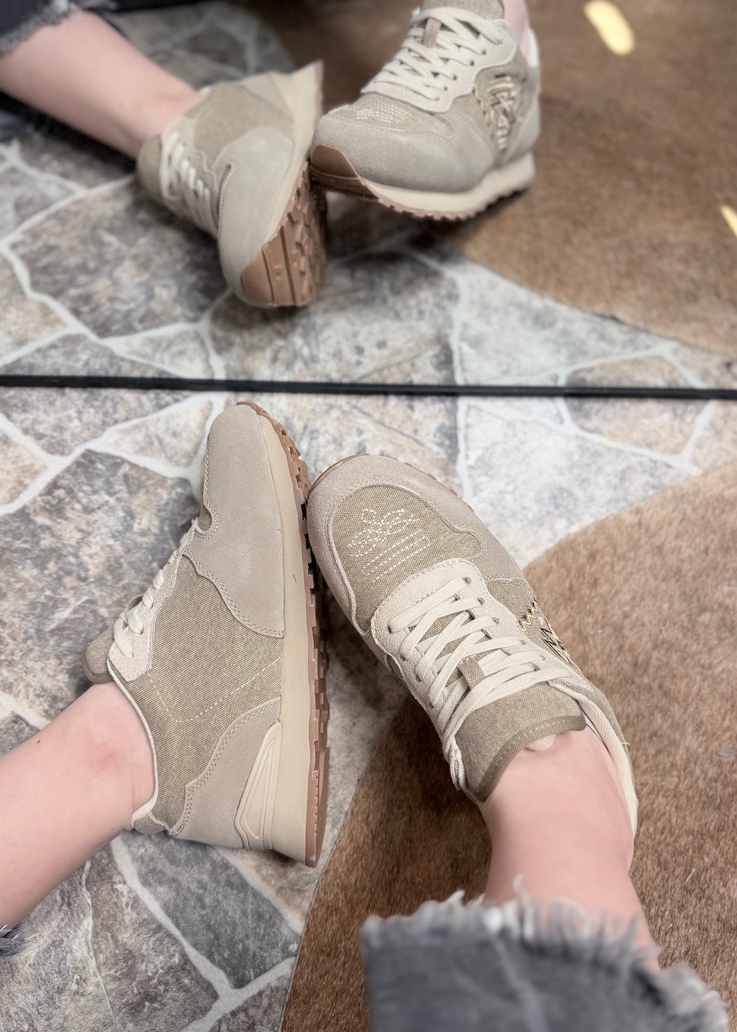 Taupe Suede & Aztec Jogger Shoe