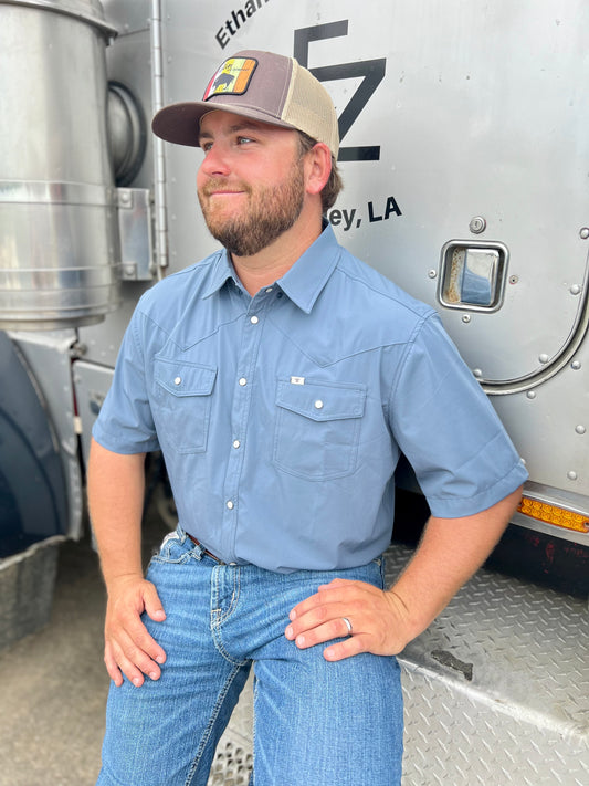 The Core Pearl Snap- Blue