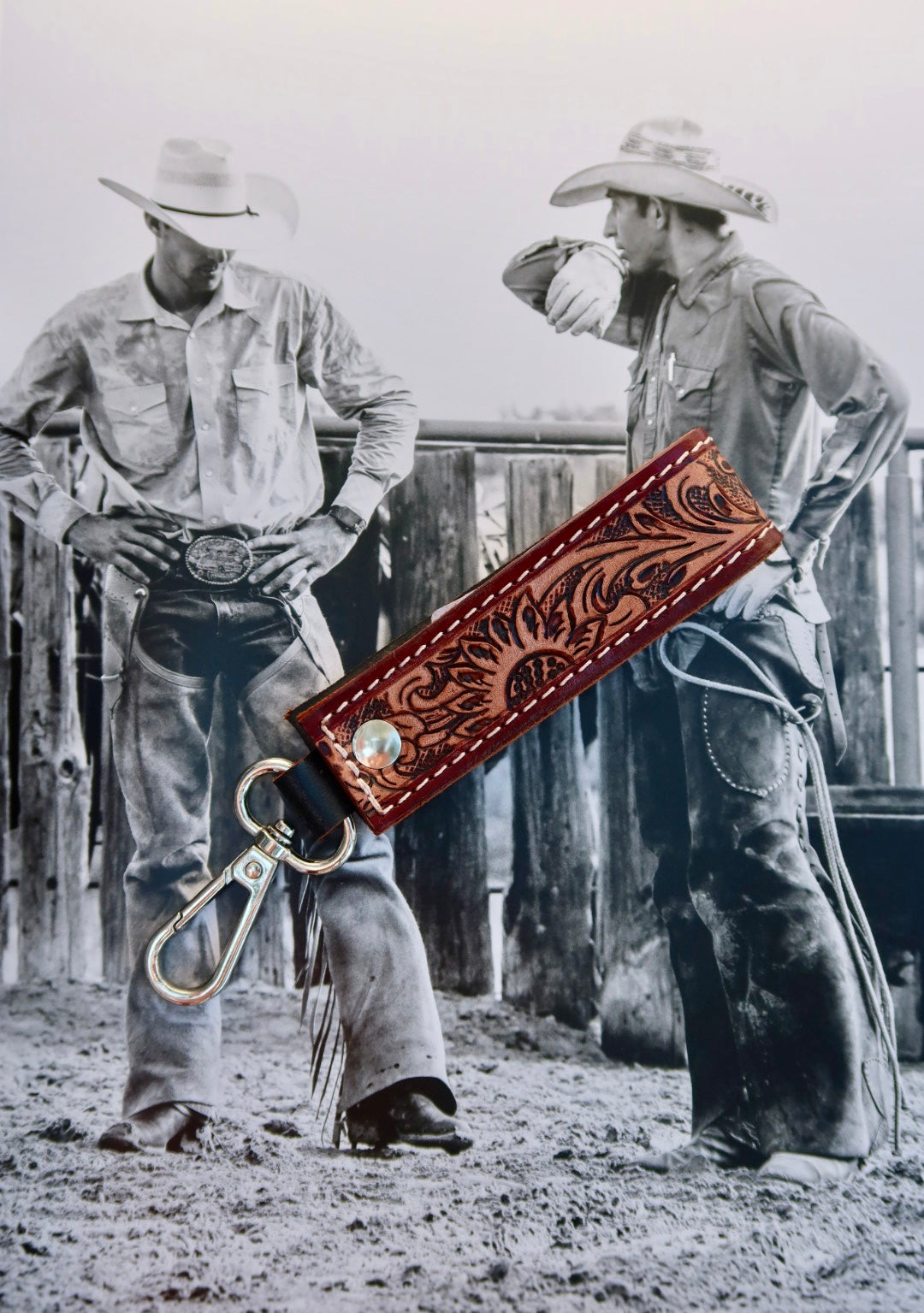 Tooled Leather Keychain