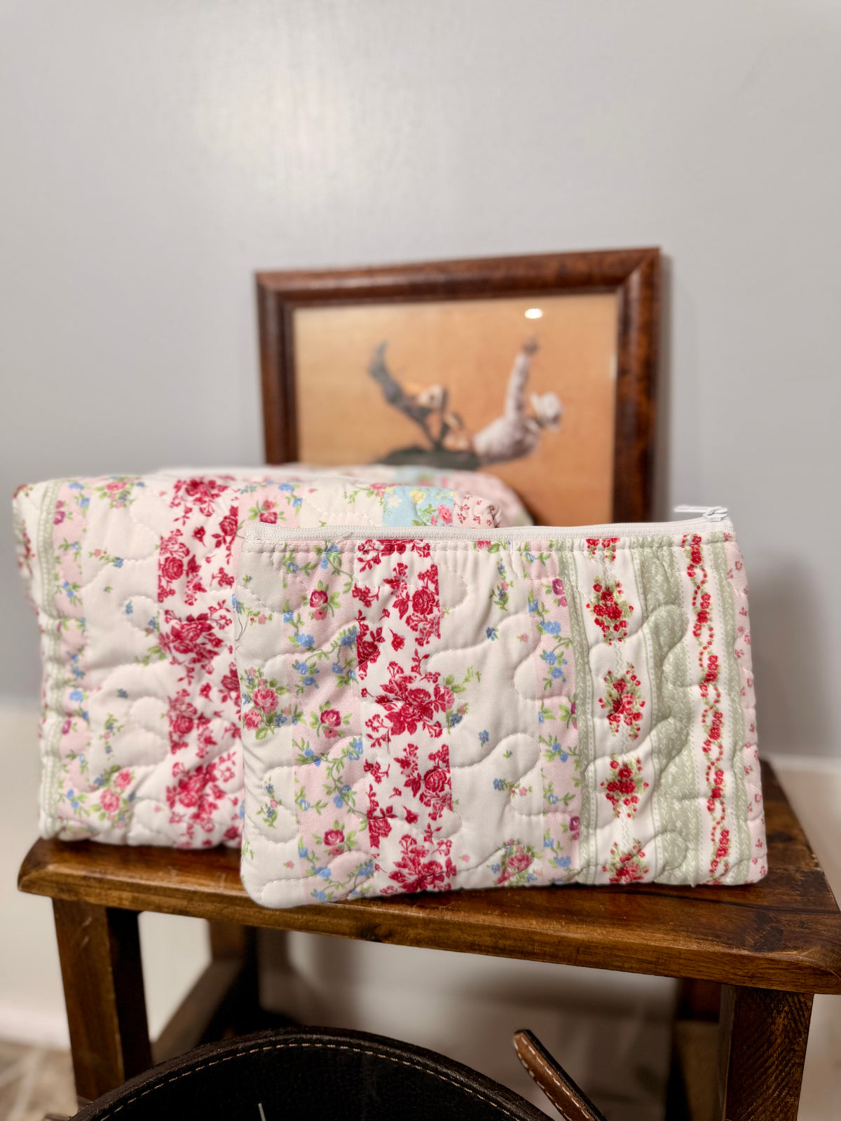 Lynette Patchwork Stripe Small Makeup Bag