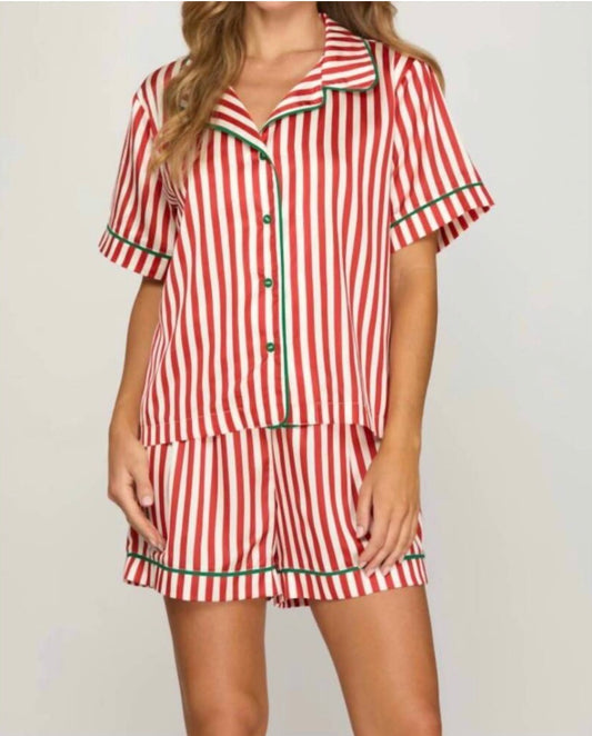 The Doc Striped Pajama Set Red