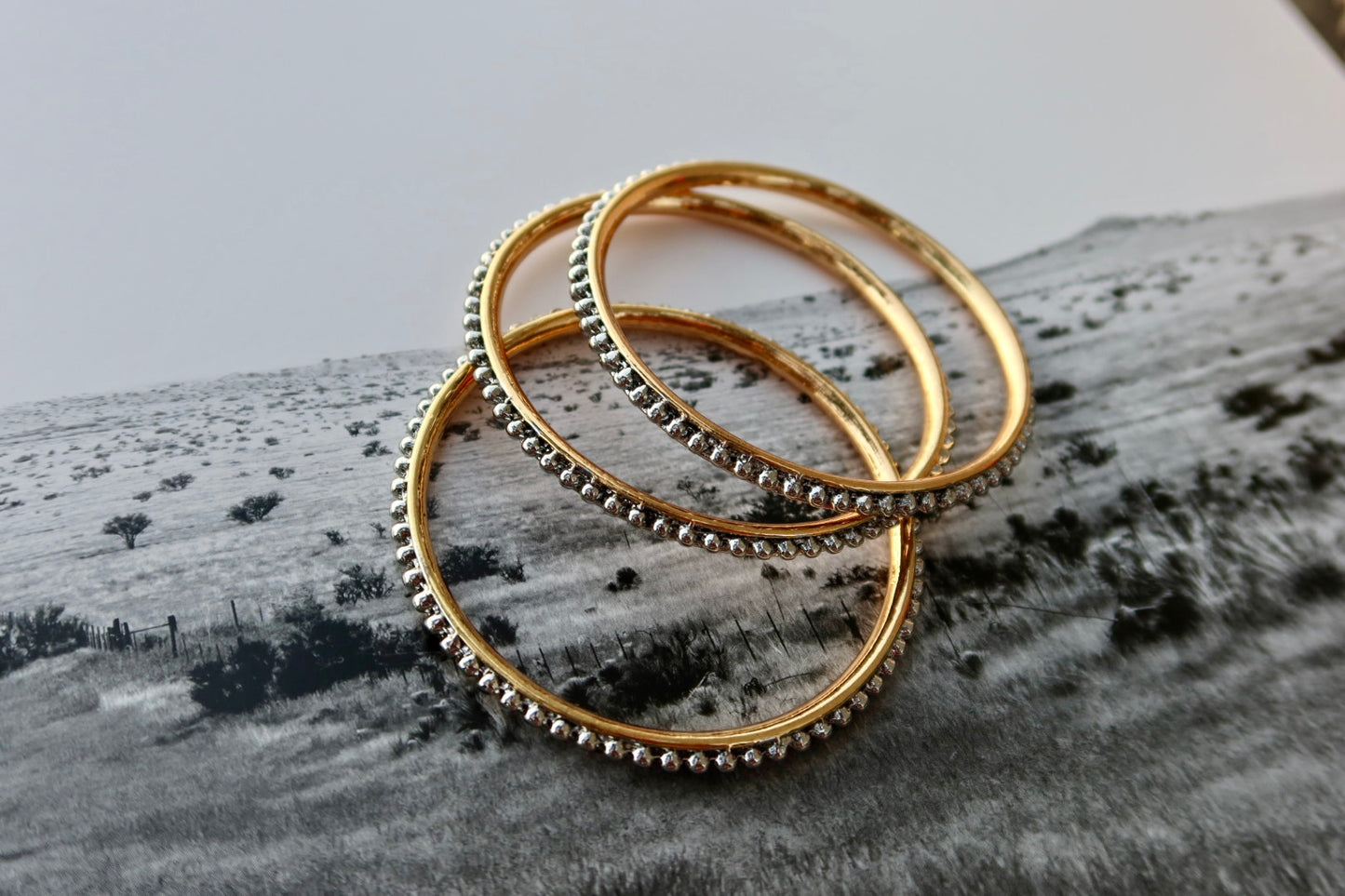 Two Tone Dotted Bangle Set