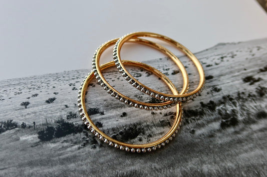 Two Tone Dotted Bangle Set