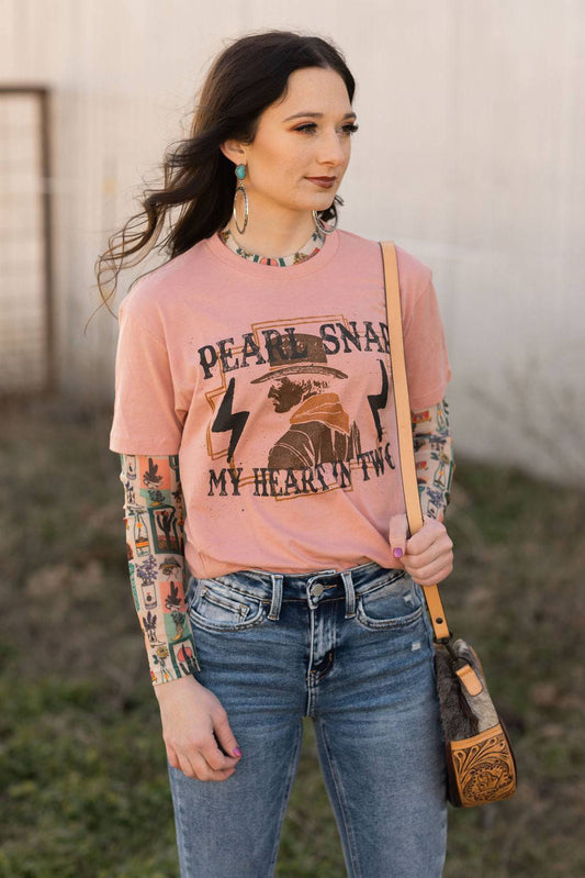 Pearl Snap My Heart in Two tee