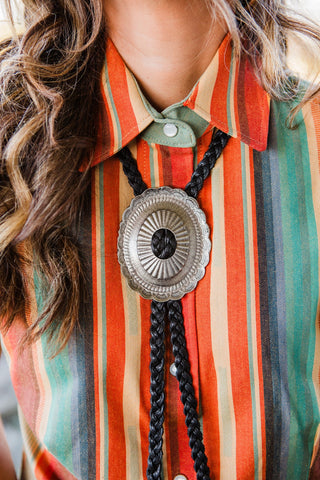 Vestige Braided Black Concho Necklace
