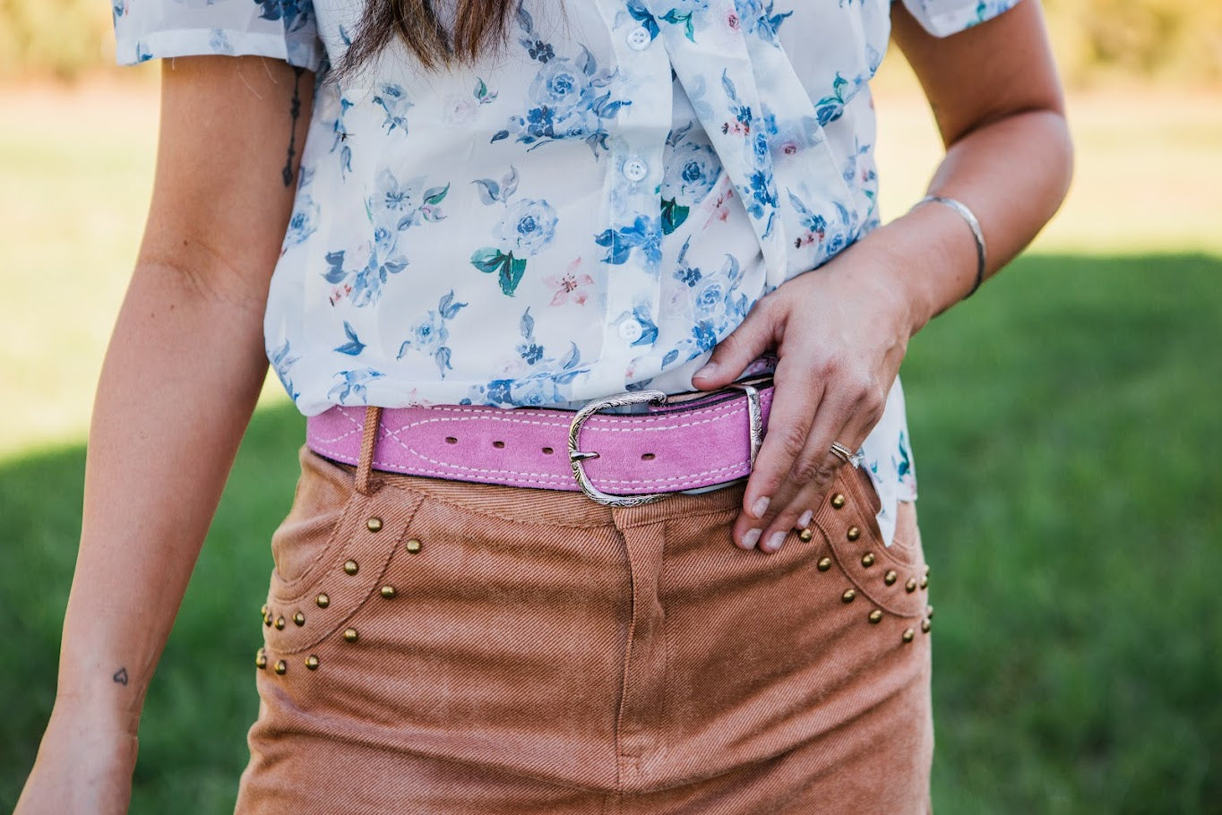 Baby Pink Suede Belt