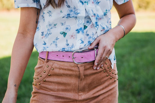 Baby Pink Suede Belt