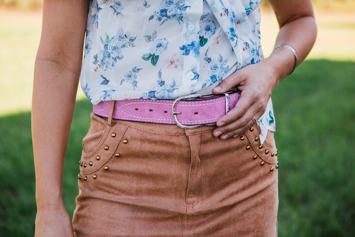 Baby Pink Suede Belt
