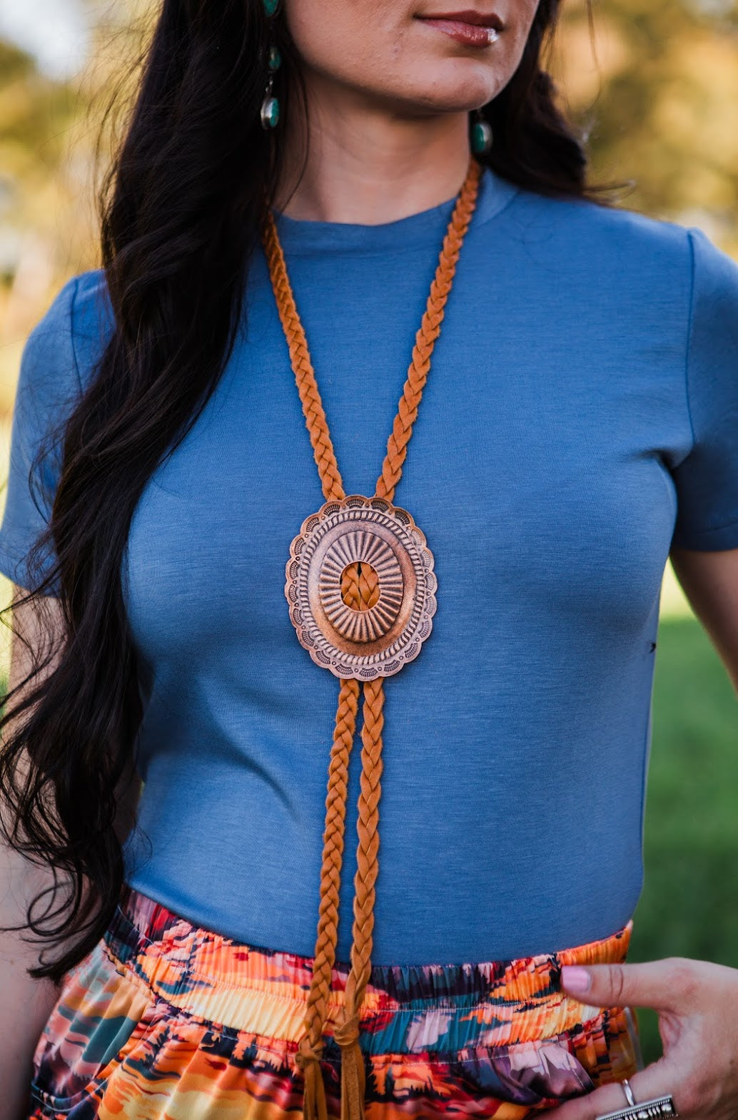 Vestige Braided Buckskin Bandit Concho Necklace