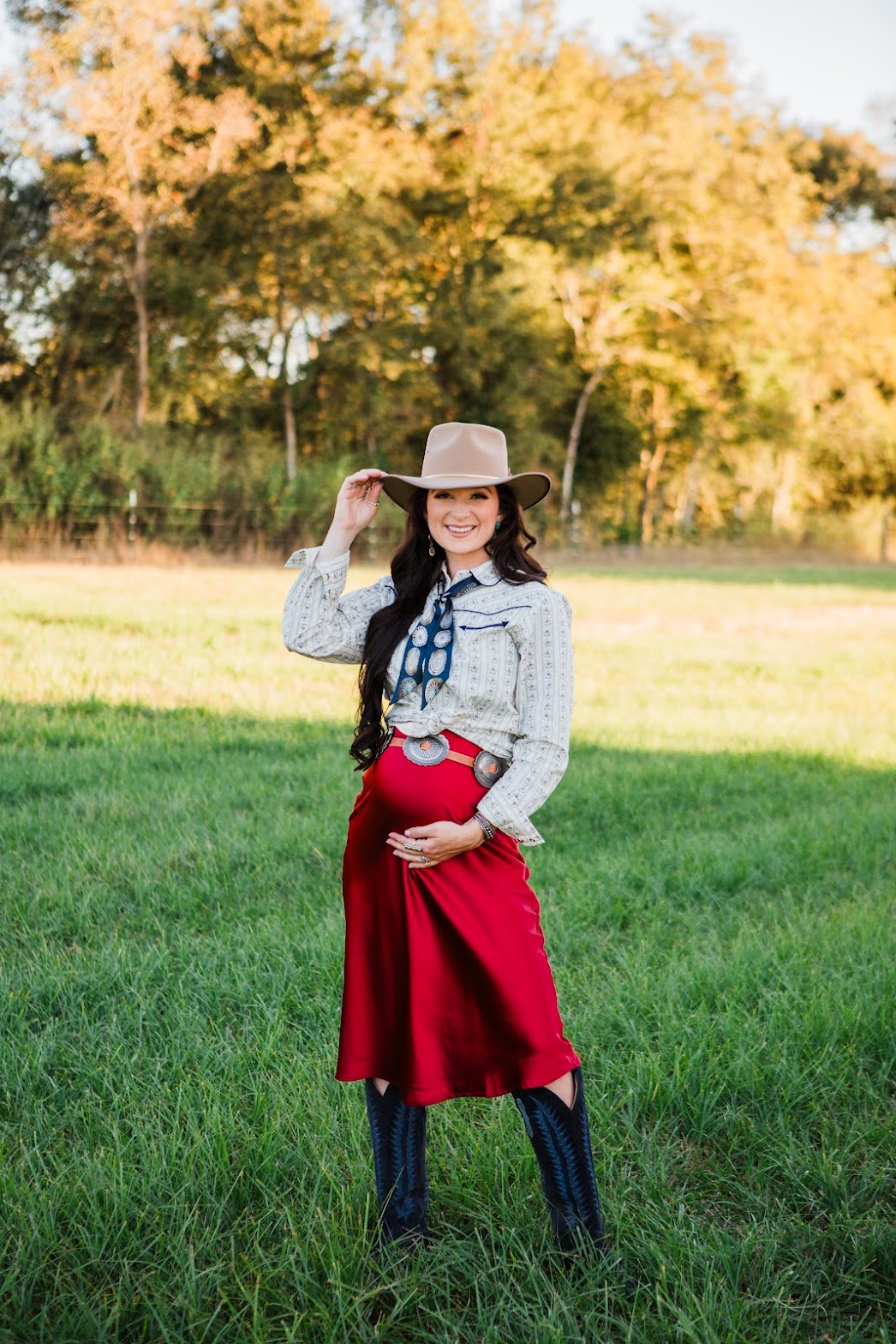 The Carson Midi Skirt in Red