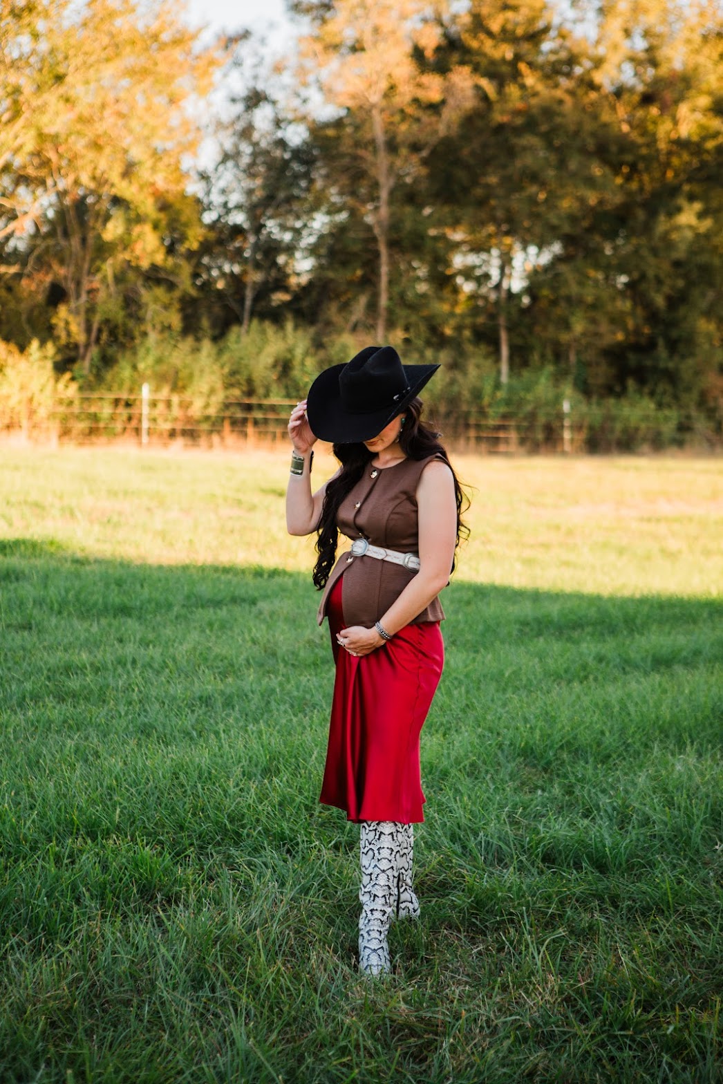 The Carson Midi Skirt in Red
