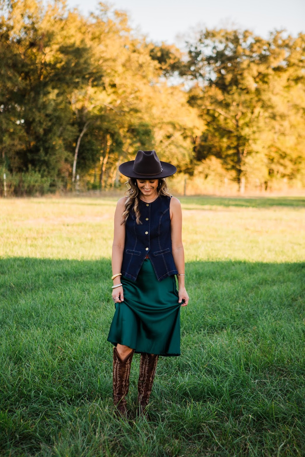 The Carson Midi Skirt in Green