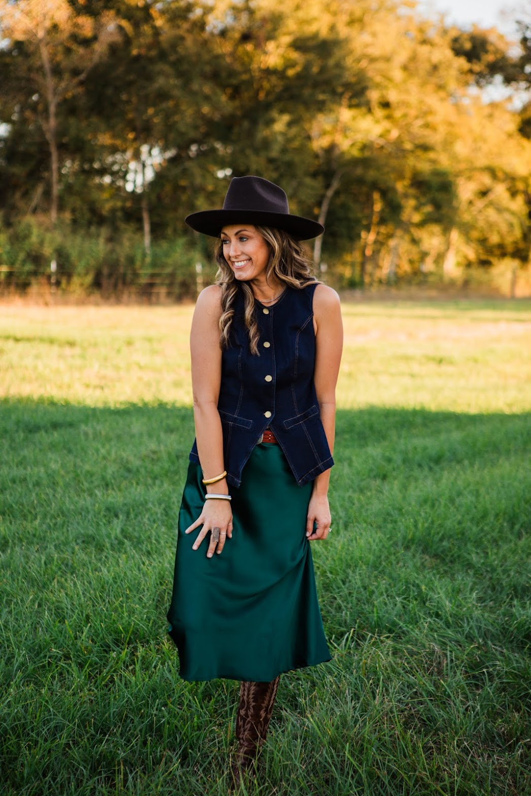 The Carson Midi Skirt in Green