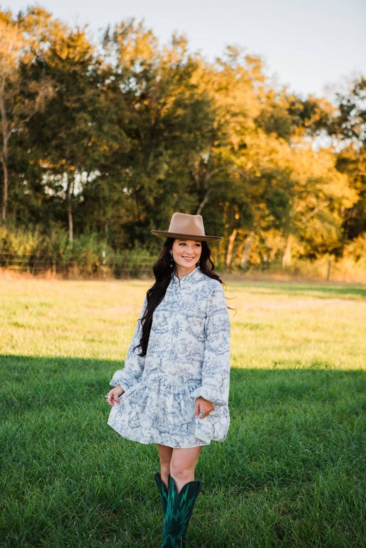 The O'Malley Lace- Up Dress in Grey