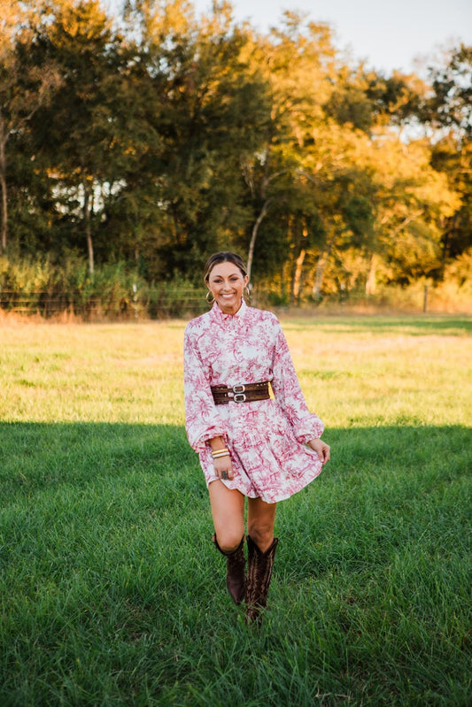 The O'Malley Lace- Up Dress in Red