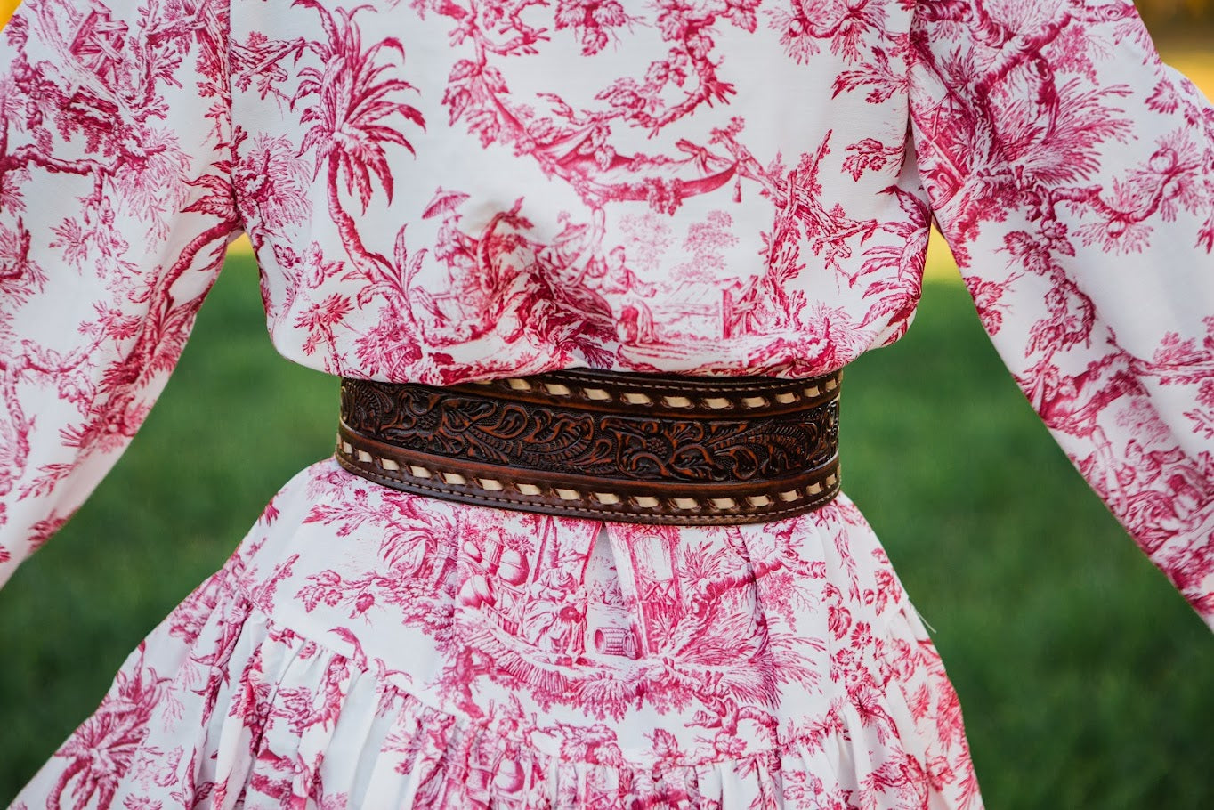 Brown Vintage Buck Stitched Belt