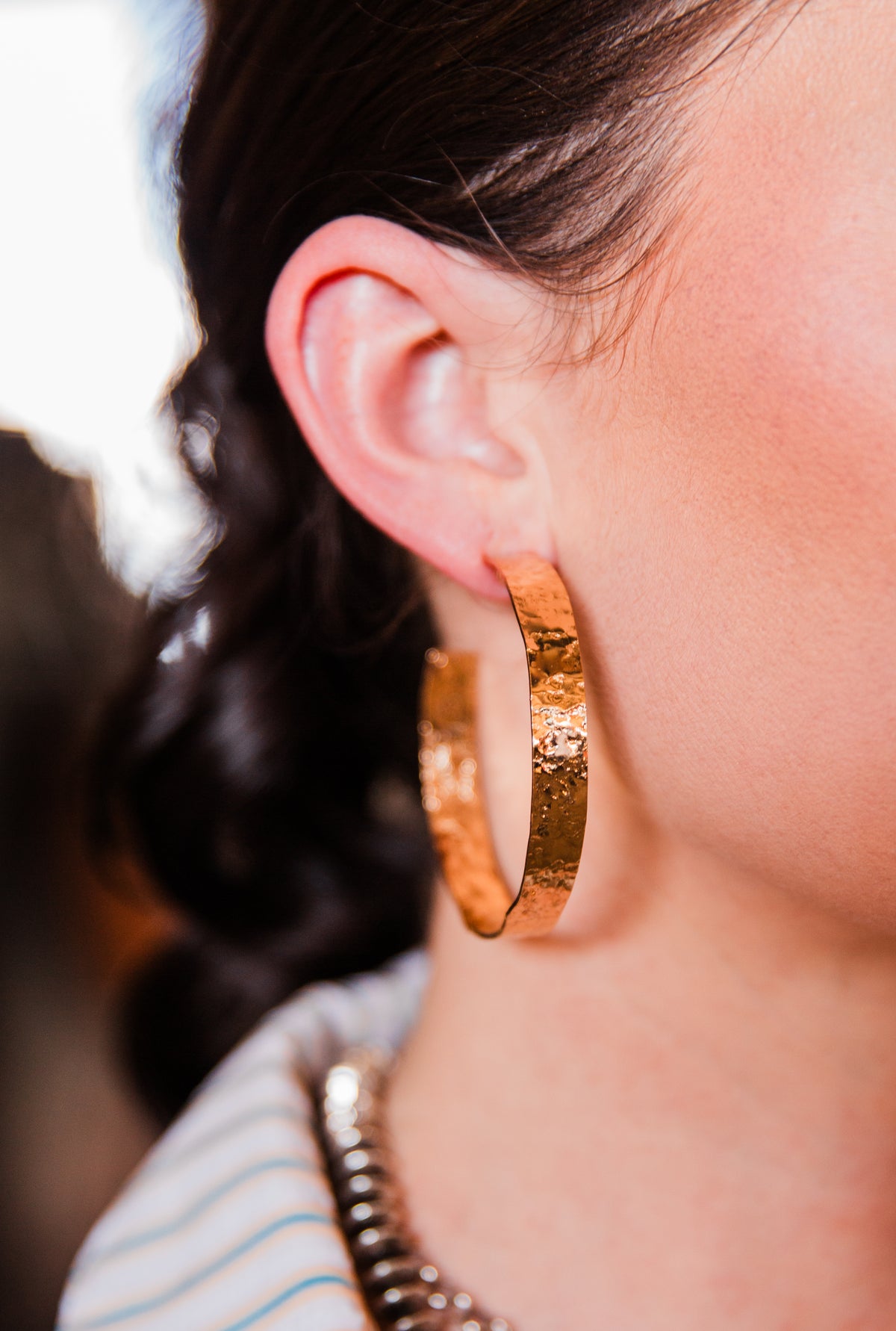 Hammered Gold Hoop Earrings
