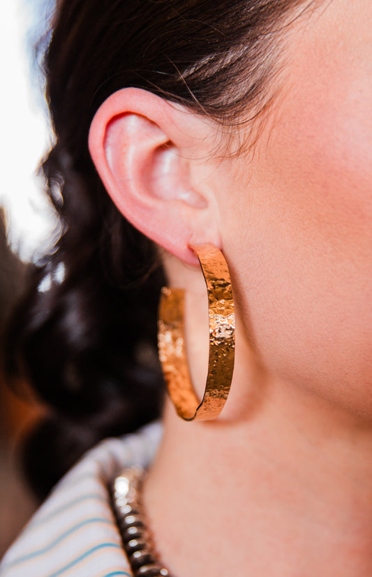 Hammered Gold Hoop Earrings