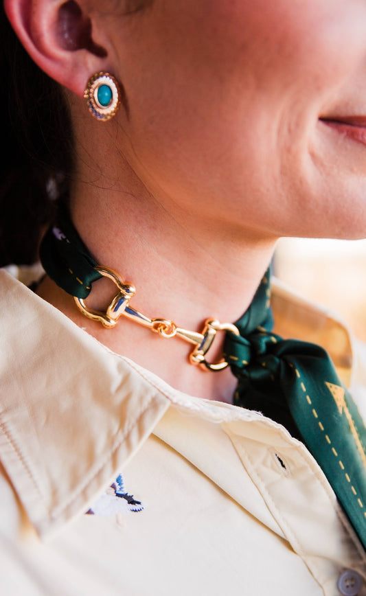 Snaffle Bit Scarf Slide- Gold