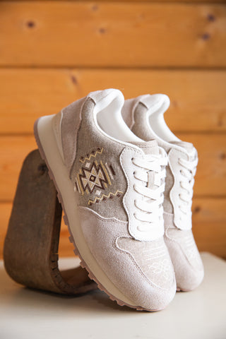 Taupe Suede & Aztec Jogger Shoe