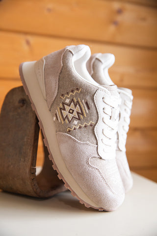 Taupe Suede & Aztec Jogger Shoe
